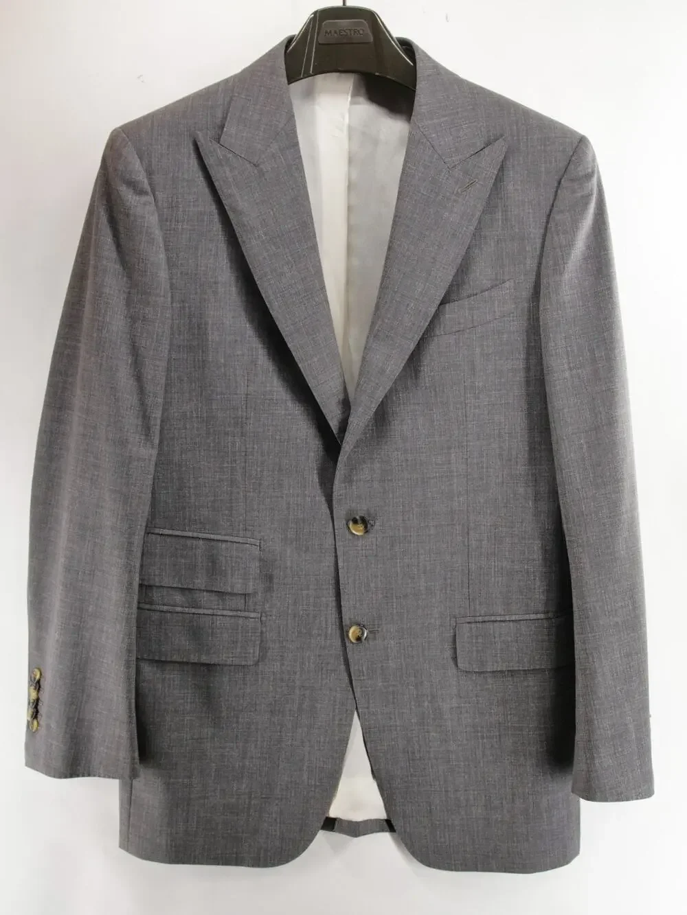 Suitsupply Men's 40R Grey Pure Wool Blazer Jacket Guabello Fabric Ticket Pocket